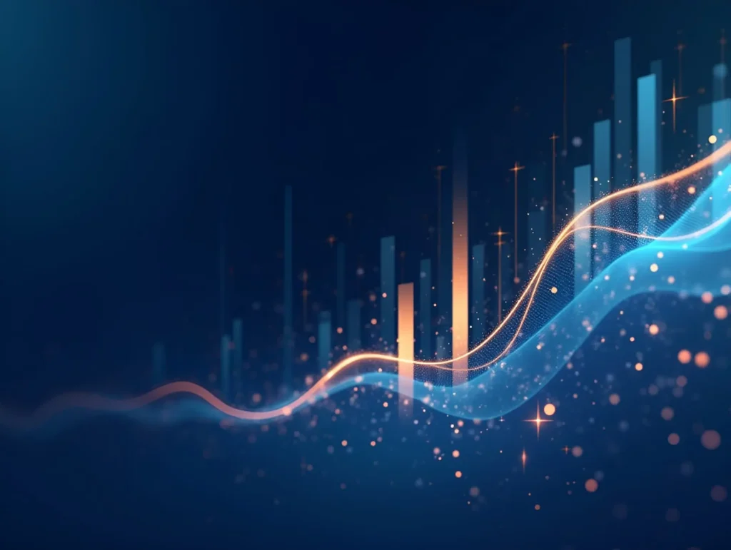 Flux de données numériques abstrait bleu sur fond sombre