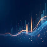 Flux de données numériques abstrait bleu sur fond sombre